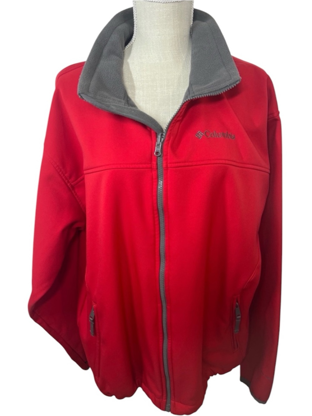 Men’s Columbia Red Full-Zip Lightweight Jacket with Gray Trim XL